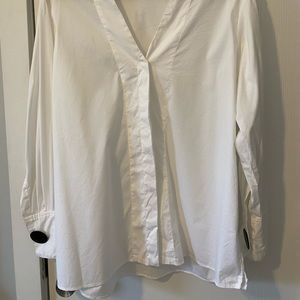 White oversized button shirt